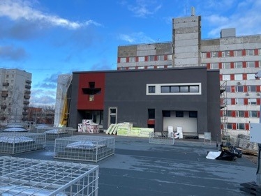 NMPD brigāžu atbalsta centra Purvciems siltināšanas process, foto no veiktajiem remontdarbiem