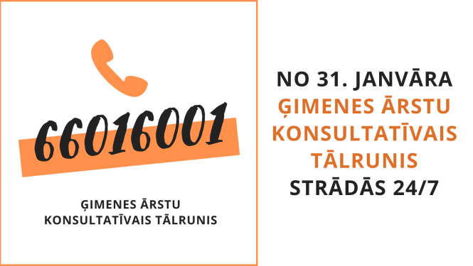 Ģimenes ārstu konsultatīvais tālrunis no 31.01.2022. strādās 24/7