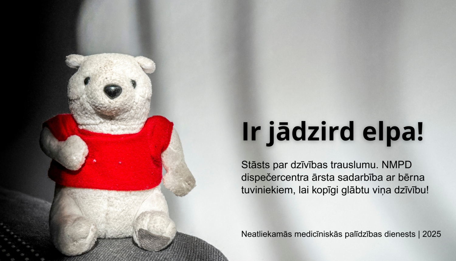 Lācītis ar sarkanu jaciņu. Teksts - ir jādzird elpa!