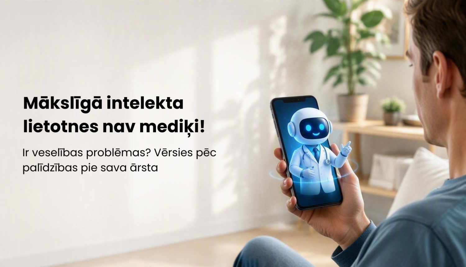 Mākslīgā intelekta lietotnes nav mediķi. Ir veselības problēmas? vērsies pie ārsta