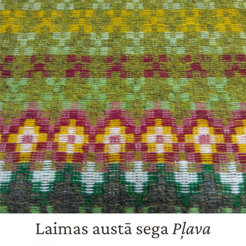 Laimas austā sega - Pļava, zaļos, sarkanos un dzeltenos toņos