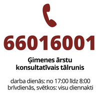 Ģimenes ārstu konsultatīvais tālrunis 66016001