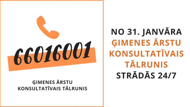 Ģimenes ārstu konsultatīvais tālrunis no 31.01.2022. strādās 24/7