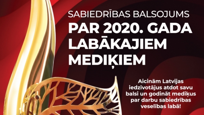 Plakāts par Gada balvu medicīnā 2020. Iespēja balsot par 2020. gada labākajiem mediķiem