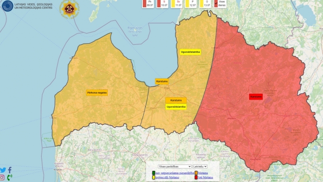 Meteo brīdinājumu karte