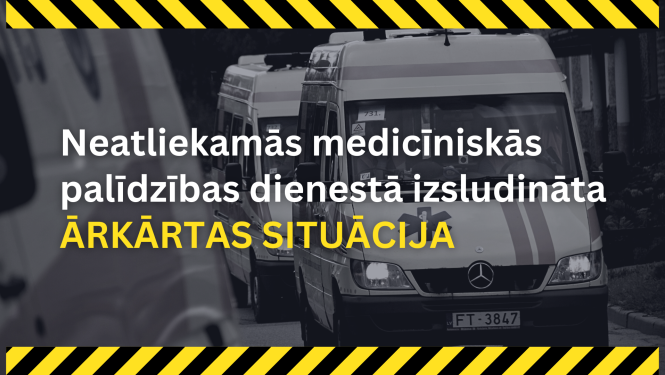 Divas NMPD mašīnas un uzraksts, ka NMPD ārkārtas situācija