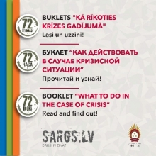 Sargs.lv baneris par bukletu "kā rīkoties krīzes gadījumā", saite www.sargs.lv/lv/tema/72stundas