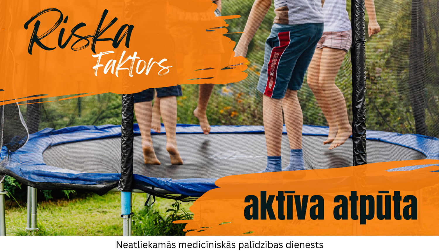 Riska faktors - aktīva atpūta, bildē bērni lēkā pa batutu