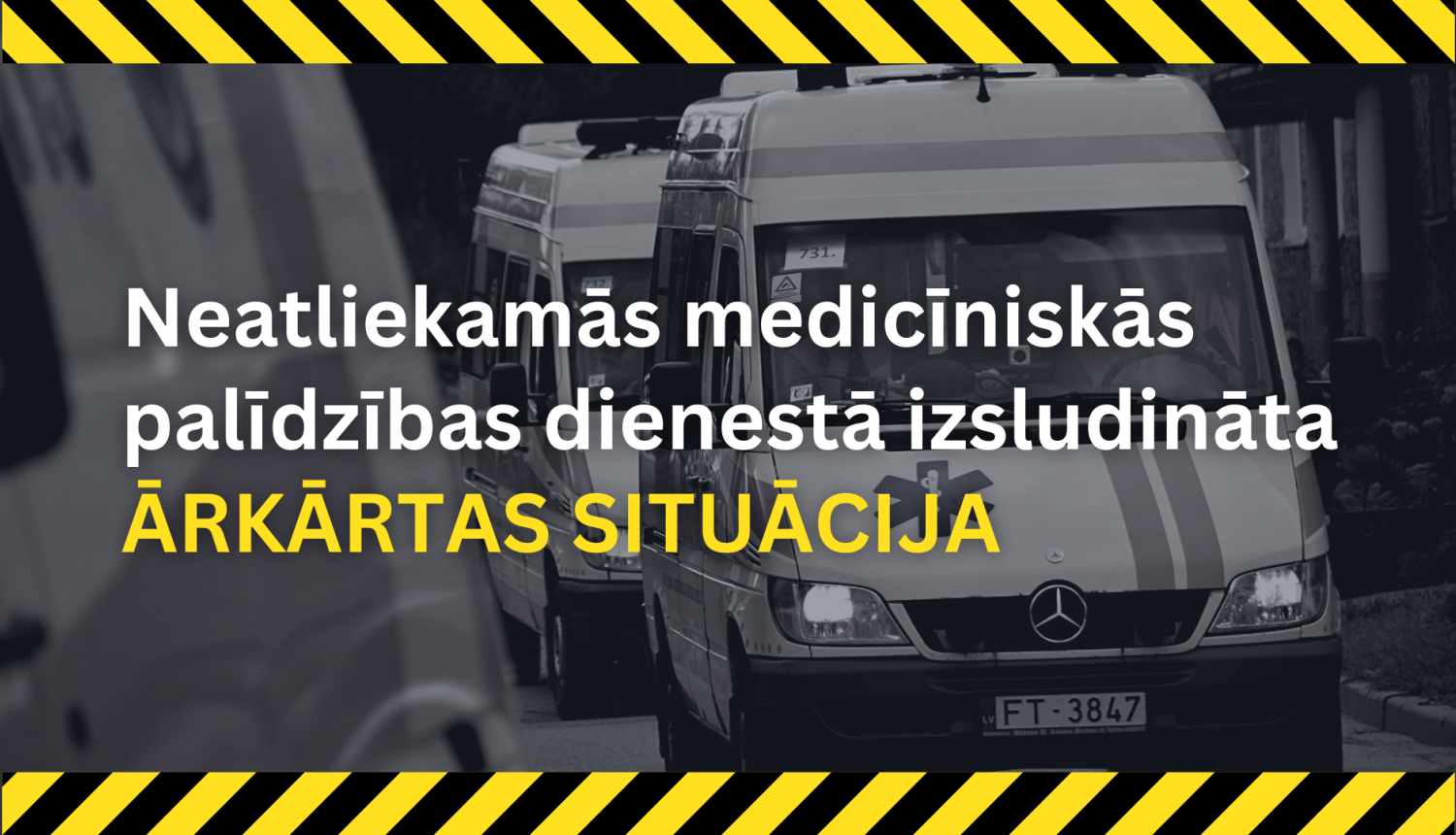Divas NMPD mašīnas un uzraksts, ka NMPD ārkārtas situācija