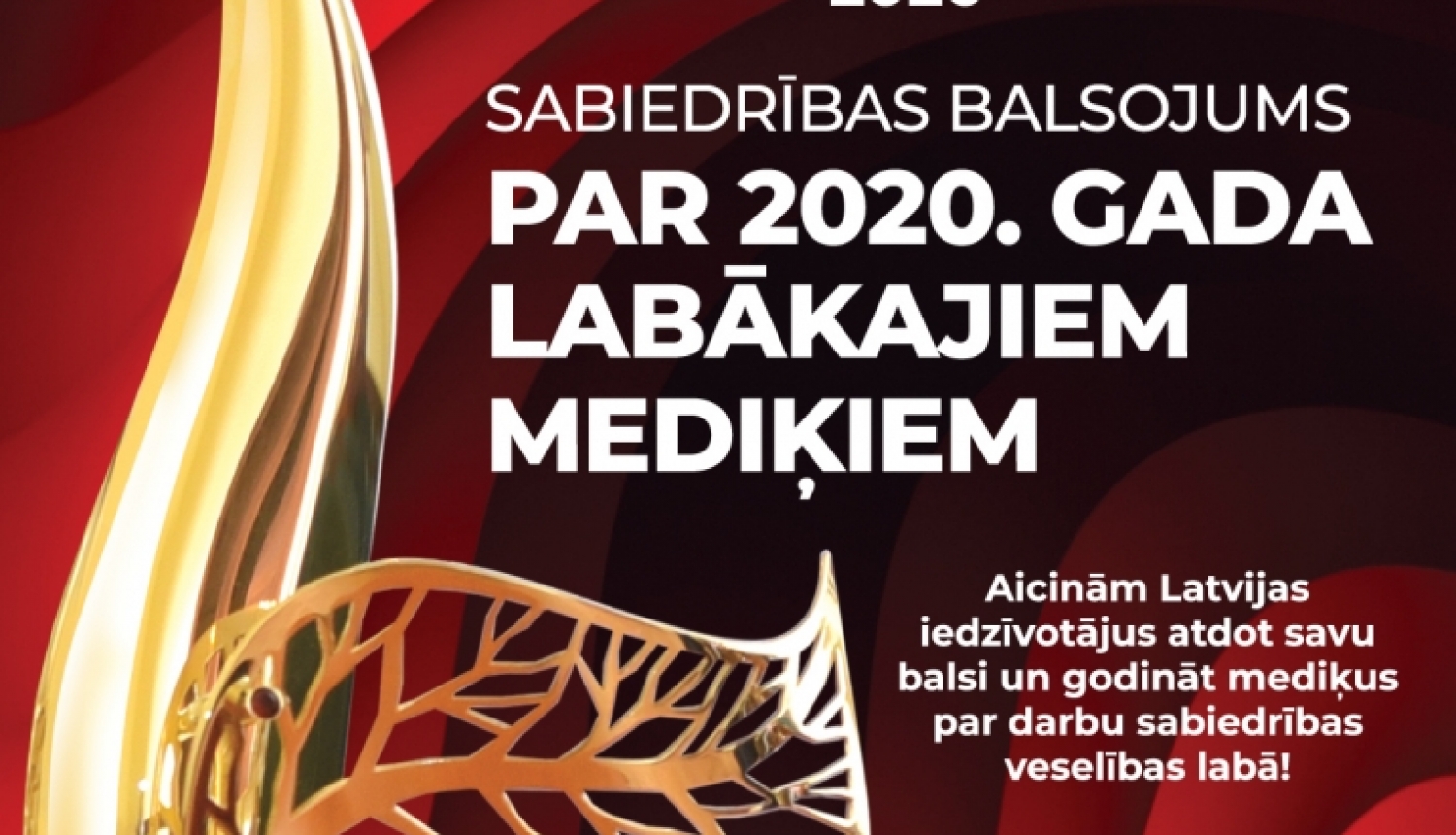 Plakāts par Gada balvu medicīnā 2020. Iespēja balsot par 2020. gada labākajiem mediķiem
