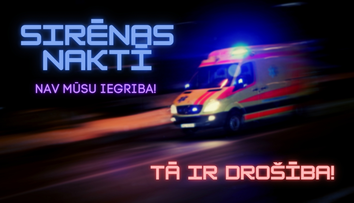 Operatīvais medicīniskais auto naktī brauc pa ielu